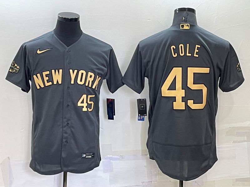 Men New York Yankees 45 Cole Grey 2022 All Star Elite Nike MLB Jersey